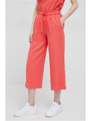 Kalhoty Deha dámské oranžová barva jednoduché high waist