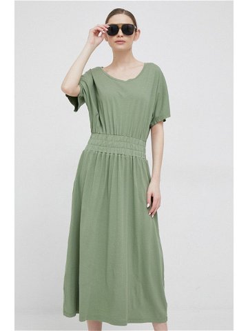 Bavlněné šaty Deha zelená barva maxi