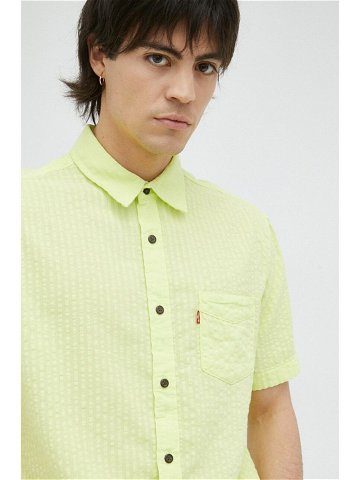 Košile Levi s zelená barva regular s klasickým límcem