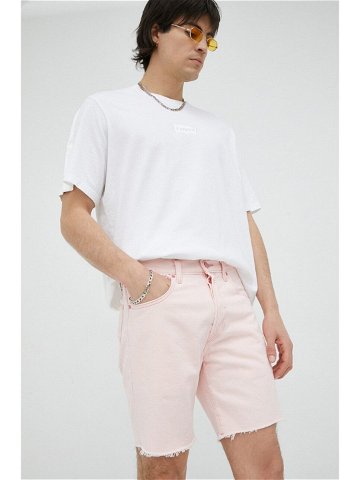 Džínové šortky Levi s pánské růžová barva