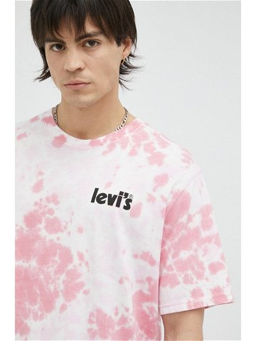 Bavlněné tričko Levi s růžová barva