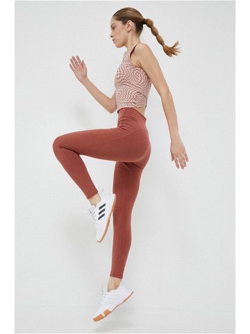 Legíny adidas by Stella McCartney dámské hnědá barva hladké