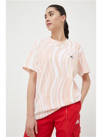 Bavlněné tričko adidas by Stella McCartney oranžová barva