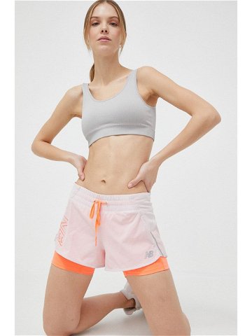 Běžecké šortky New Balance Printed Impact Run růžová barva medium waist