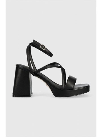 Kožené sandály Guess TILINE černá barva FL6TLI LEA03