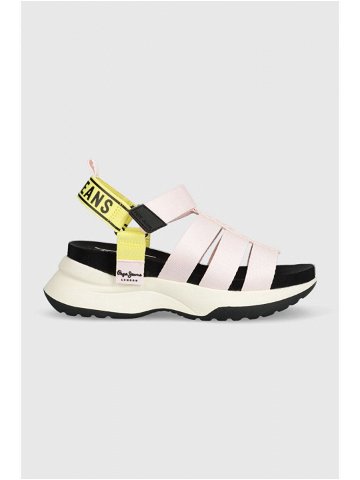 Sandály Pepe Jeans Venus dámské růžová barva na platformě PLS90570