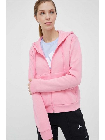 Mikina adidas dámská růžová barva s kapucí hladká