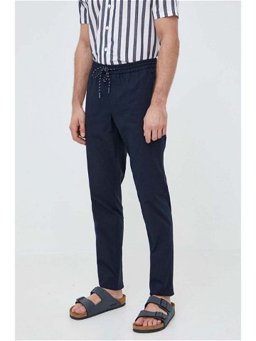 Bavlněné kalhoty Tommy Hilfiger tmavomodrá barva jednoduché