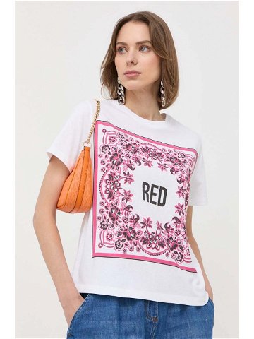 Bavlněné tričko Red Valentino bílá barva