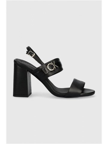 Kožené sandály Calvin Klein BLOCK HL SANDAL 85HH W HW černá barva HW0HW01486