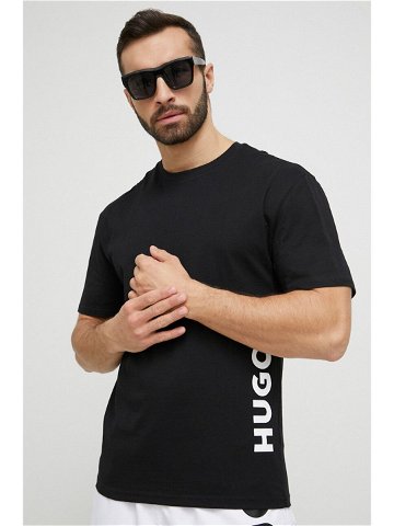 Plážové tričko HUGO černá barva s potiskem 50493727