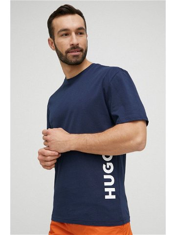 Plážové tričko HUGO tmavomodrá barva s potiskem 50493727