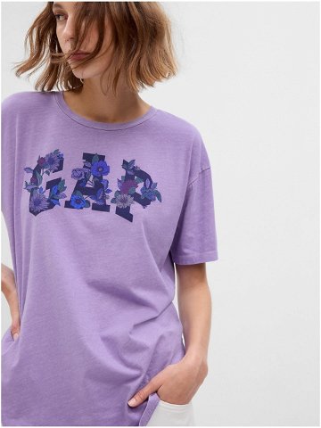 Fialové dámské bavlněné tričko s logem GAP
