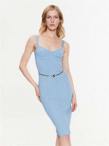 Elisabetta Franchi Koktejlové šaty AB-410-32E2-V400 Světle modrá Slim Fit