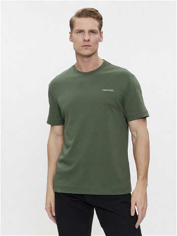 Calvin Klein T-Shirt Micro Logo Interlock K10K109894 Zelená Regular Fit