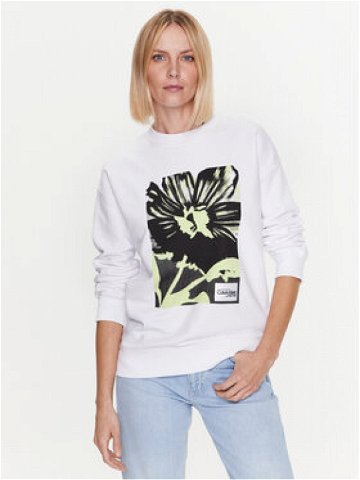 Calvin Klein Mikina Flower Print K20K205336 Bílá Relaxed Fit