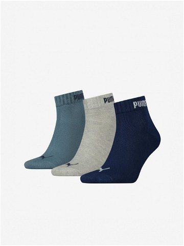 Sada tří párů ponožek v petrolejové šedé a tmavě modré barvě Puma
