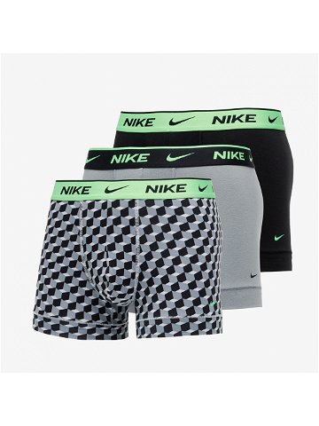Nike Everyday Cotton Stretch Trunk 3 Pack Geo Block Print Cool Grey Black