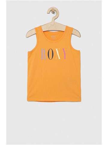 Dětský bavlněný top Roxy oranžová barva