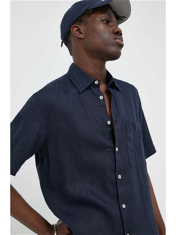 Plátěná košile Marc O Polo tmavomodrá barva regular s klasickým límcem