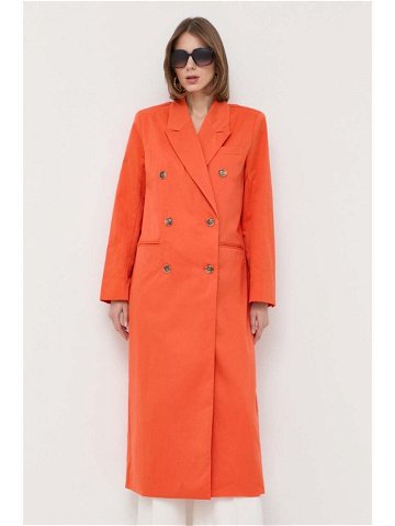Kabát Notes du Nord dámský oranžová barva přechodný dvouřadový