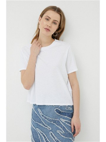 Tričko se lněnou směsí American Vintage bílá barva