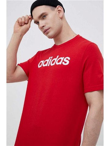 Bavlněné tričko adidas červená barva s potiskem