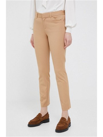 Kalhoty GAP dámské béžová barva přiléhavé high waist