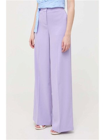 Kalhoty Pinko dámské fialová barva široké high waist