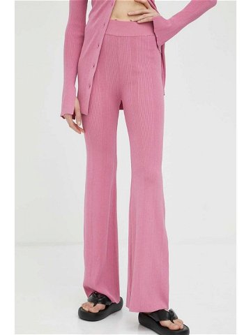 Kalhoty Remain dámské fialová barva zvony high waist