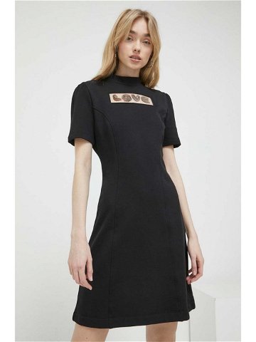 Bavlněné šaty Love Moschino černá barva mini