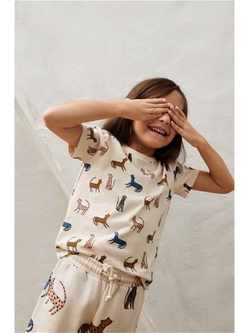 Dětské bavlněné tričko Liewood béžová barva s potiskem