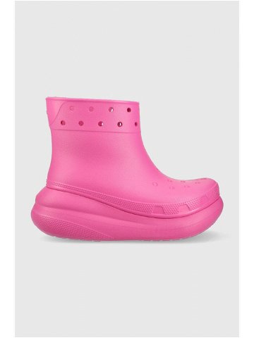 Holínky Crocs Classic Crush Rain Boot dámské růžová barva 207946 207946 6UB-6UB