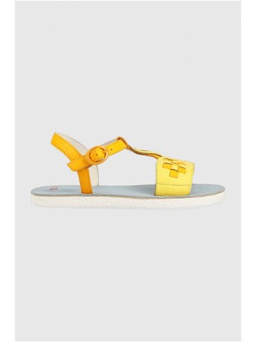 Dětské kožené sandály Camper žlutá barva