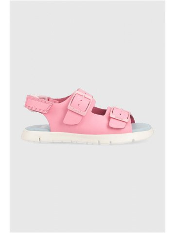 Dětské kožené sandály Camper Oruga růžová barva