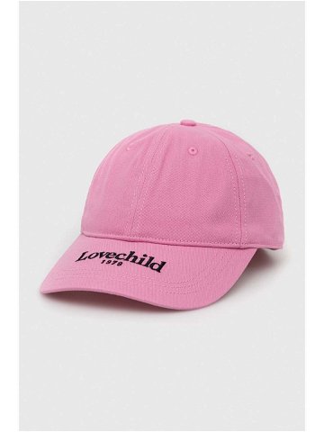 Bavlněná baseballová čepice Lovechild růžová barva s potiskem