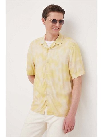 Košile Calvin Klein pánská žlutá barva regular