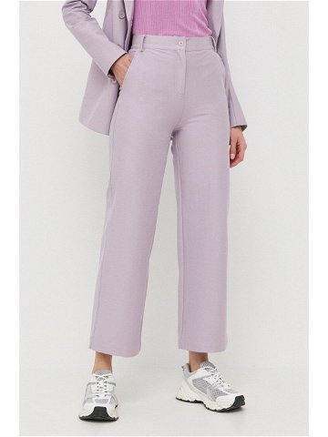 Kalhoty Max Mara Leisure dámské fialová barva jednoduché high waist