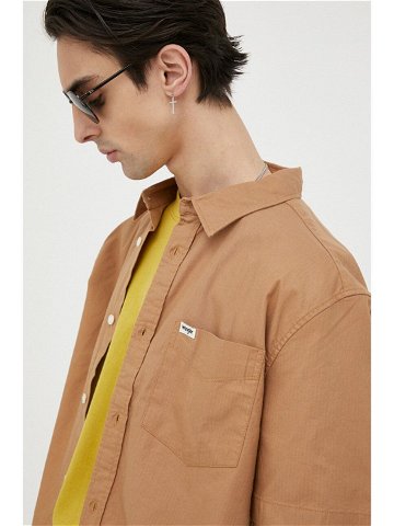 Košile Wrangler hnědá barva relaxed s klasickým límcem