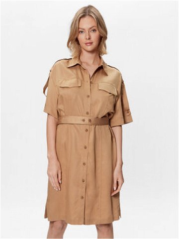 Calvin Klein Košilové šaty Drapy K20K205246 Béžová Relaxed Fit