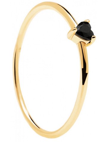 PDPAOLA Minimalistický pozlacený prsten se srdíčkem Black Heart Gold AN01-224 56 mm