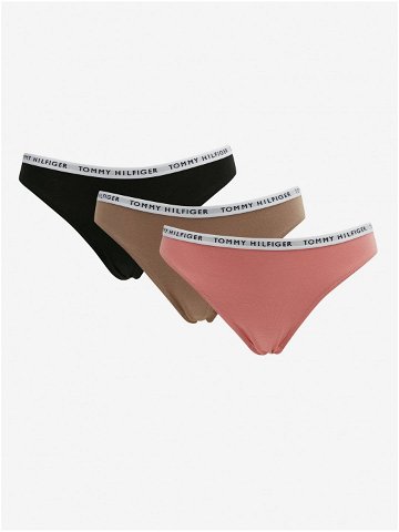 Sada tří dámských kalhotek v růžové hnědé a černé barvě Tommy Hilfiger Underwear