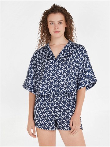 Tmavě modré dámské vzorované pyžamo Tommy Hilfiger Underwear