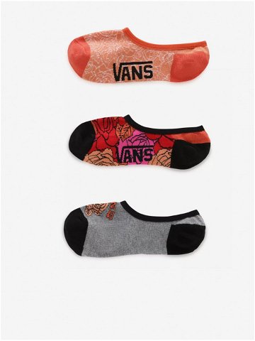 Sada tří párů dámských květovaných ponožek v černé a červené barvě VANS Rose