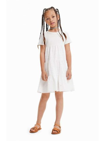 Dívčí šaty Desigual bílá barva midi