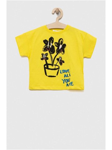 Dětské bavlněné tričko Desigual žlutá barva