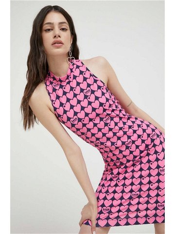 Šaty Love Moschino růžová barva mini