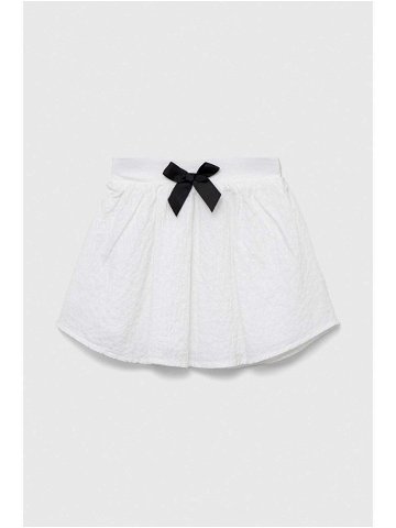 Dětská sukně United Colors of Benetton bílá barva mini áčková
