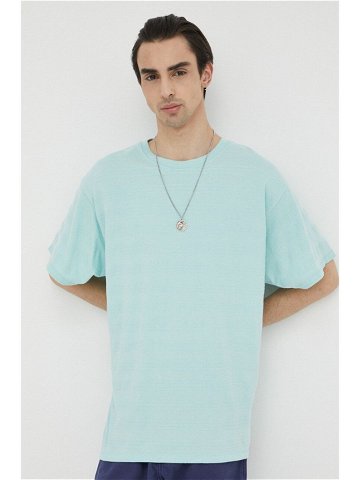 Bavlněné tričko Levi s tyrkysová barva