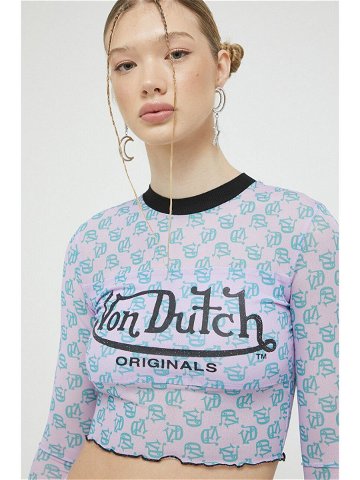 Tričko s dlouhým rukávem Von Dutch fialová barva